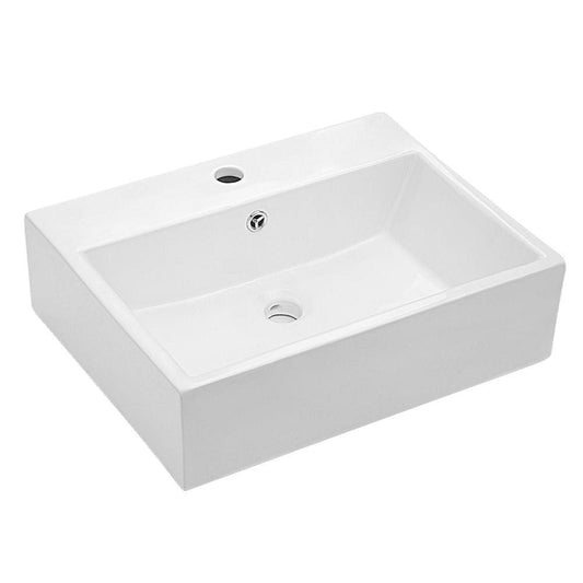 Matrix Decor Rectangle Ceramic Bathroom Vessel Sink in White with Faucet Hole LMP2018 IGJ6_A5EJC70